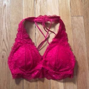Red Lace Halter Bralette